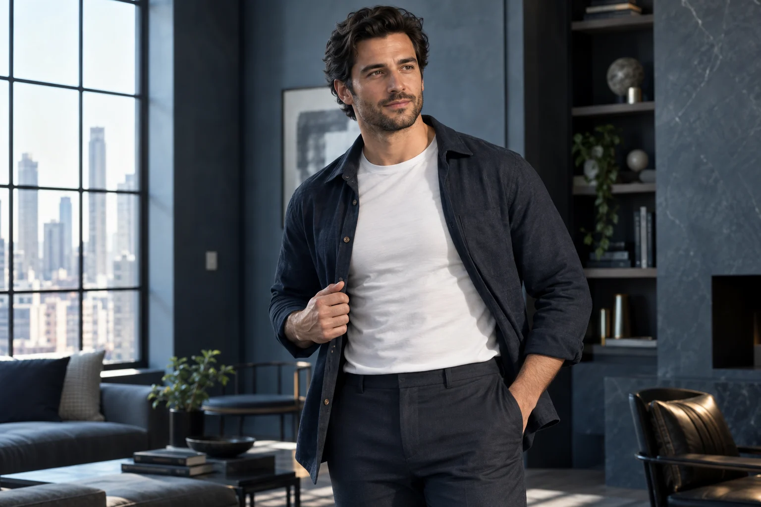 Adult man in an opaque performance top showing his chest and midsection silhouette for a 360 lipo and gynecomastia package in Istanbul