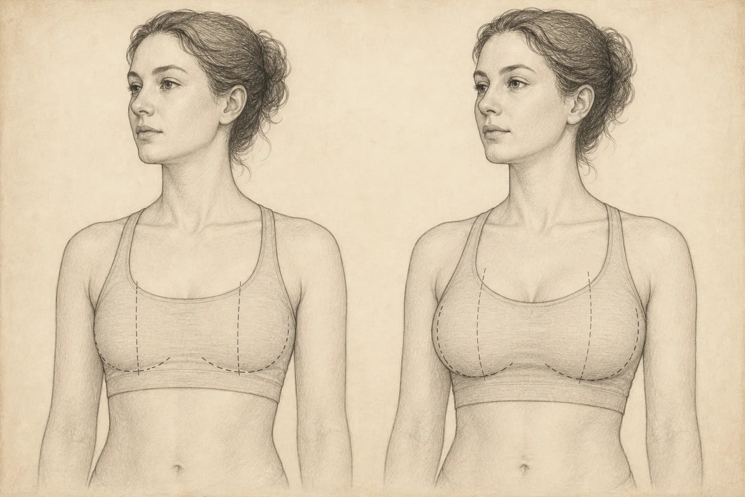 Medical illustration of breast lift with implants planning in Turkey — BreastAugmentationInTurkey.org