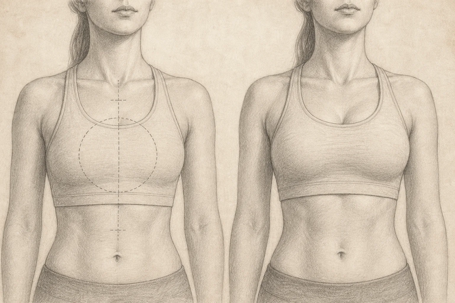 Medical illustration of breast lift planning and the expected breast position after surgery in Turkey — BreastAugmentationInTurkey.org